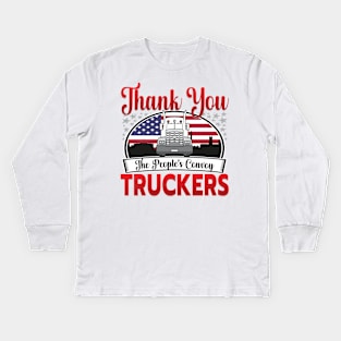 PEOPLES CONVOY US FLAG WASHINGTON DC 2022 RED BLACK WASHINGTON DC SKYLINE IN BACKGROUND Kids Long Sleeve T-Shirt